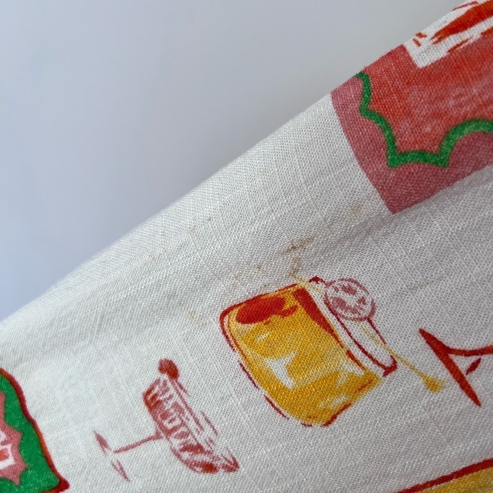 Label of Love Cocktail Print‎ Shirt White Linen Blend Oversized Graphic S - Picture 10 of 10